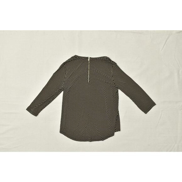 Chico's Polka Dot Top Women's Black & Tan Size 1 Quarter Zip Long Sleeve - Picture 8 of 8